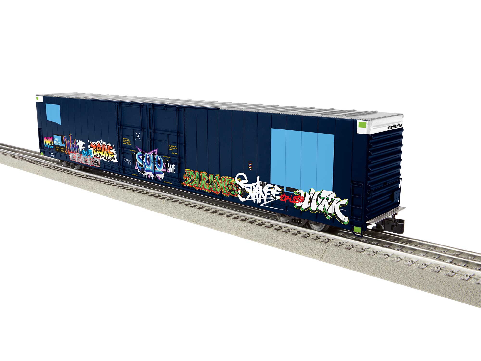 HLMX 86' 4-Door Hi-Cube Boxcar w/ graffiti HLMX 86' 4-Door Hi-Cube Boxcar w/ graffiti